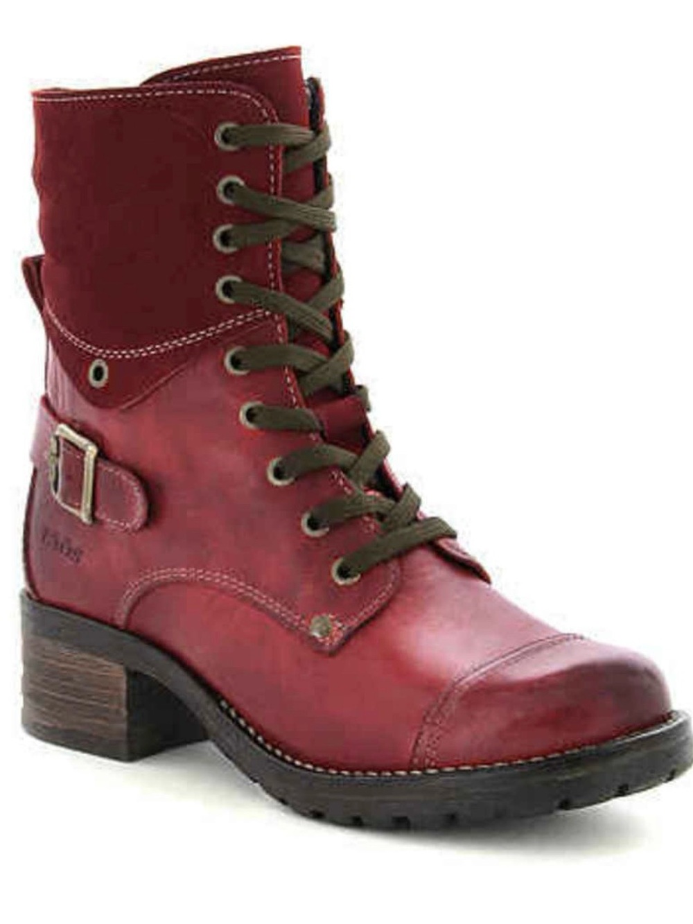 Taos Womens Crave Red Leather & Suede Lace Up Zip Closure Boots 37